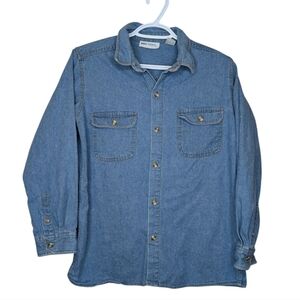 Vintage Womens XL (Medium) Blue Denim Button Down Top WayCool